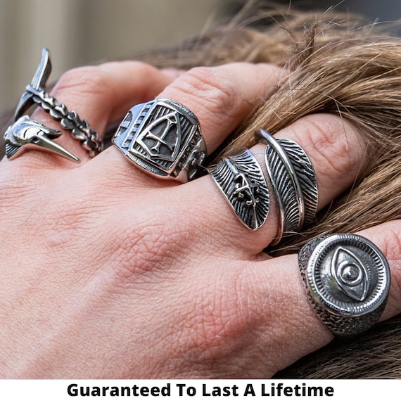 Viking Steel Signet Rings Silver Man Womans Ring Style Ring Unique