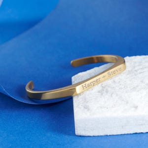 Engraved Gold Cuff Bangle, Open Cuff Bracelet, Adjustable Bracelet, Gold Personalised Bracelet, Unisex Bracelet, Personalized Gifts, Jewelry