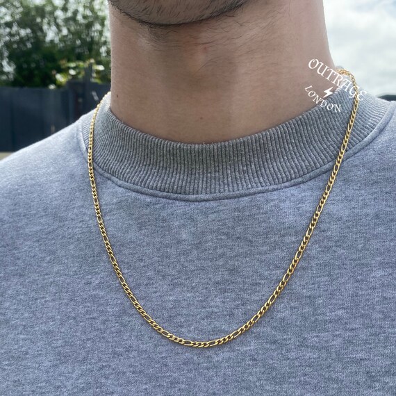 Mens Chain Gold Figaro Chain Necklace 
