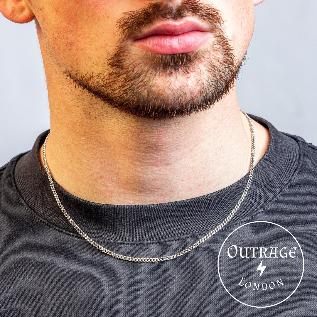 Sterling 925 Silver Curb Chain Necklace: Customisable Unisex Jewellery ...