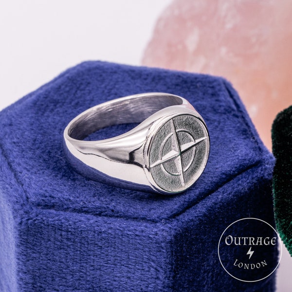 Silver Compass Ring | Star Compass Ring | Statement Rings For Men | Mans Signet Rings | Travel Northern Star Ring Designed By Outrage London