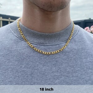 Mens Chain Gold Figaro Chain Necklace Gold Chains for men Stainless Steel Chains 5mm Figaro 18 / 20 / 22 Chain image 5