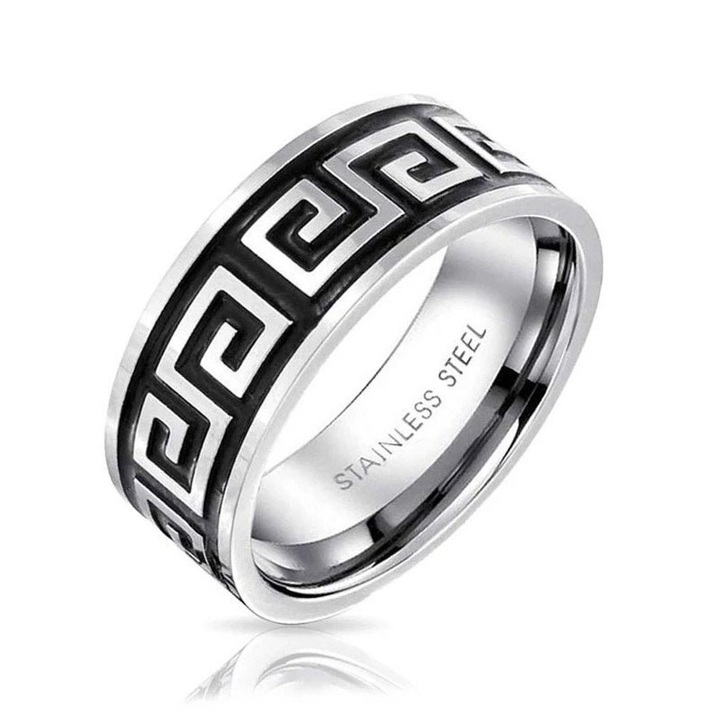 Greek band ring Mens and womans Rings Silver Stainless Steel Ring Jewelry Unisex Ring Mens Womens Jewellery 