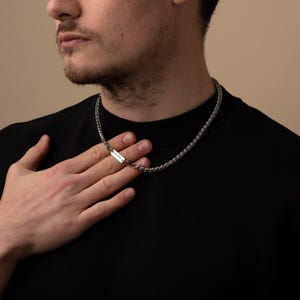 Colar masculino personalizado com corrente, corrente de trigo, 5 mm de espessura, joia personalizada em prata, presente para ele, elo curb, Figaro, corda.