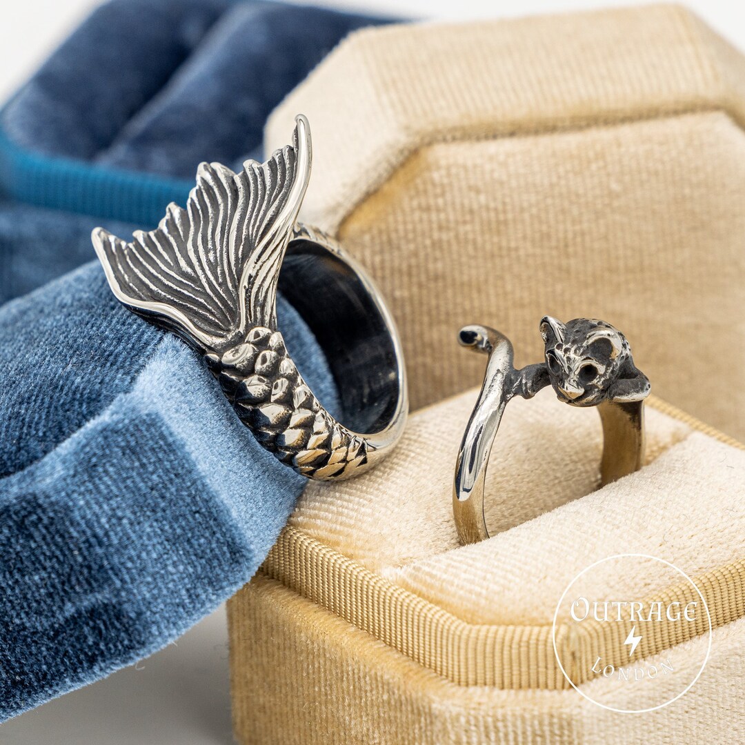 Mermaid Tail Ring Fish Ring Chunky Rings Cat Ring Etsy