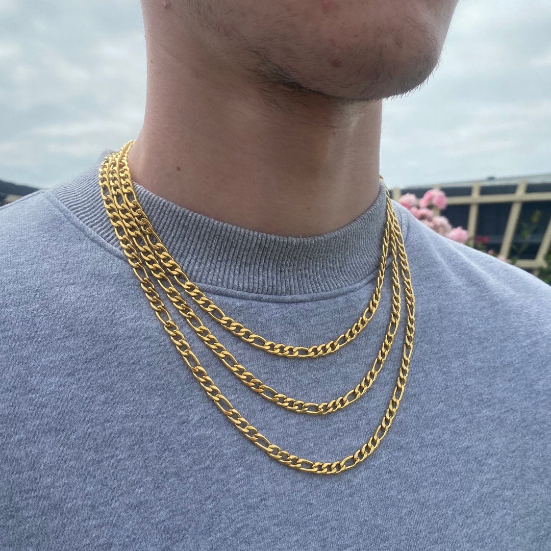 Mens Chain Gold Figaro Chain Necklace Gold Chains for Men 