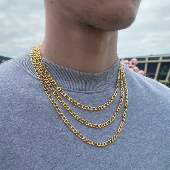 Cadena para hombre / Collar de cadena de fígaro oro - Etsy