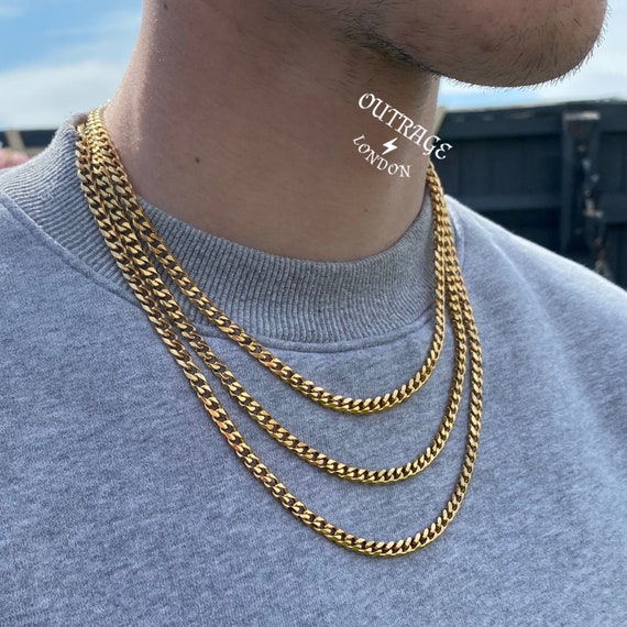 Cadena para hombre Collar de cadena de bordillo de oro de 5 - Etsy España
