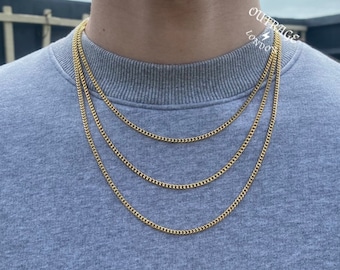 メンズチェーン | ゴールド 3 mm カーブチェーンネックレス | メンズ