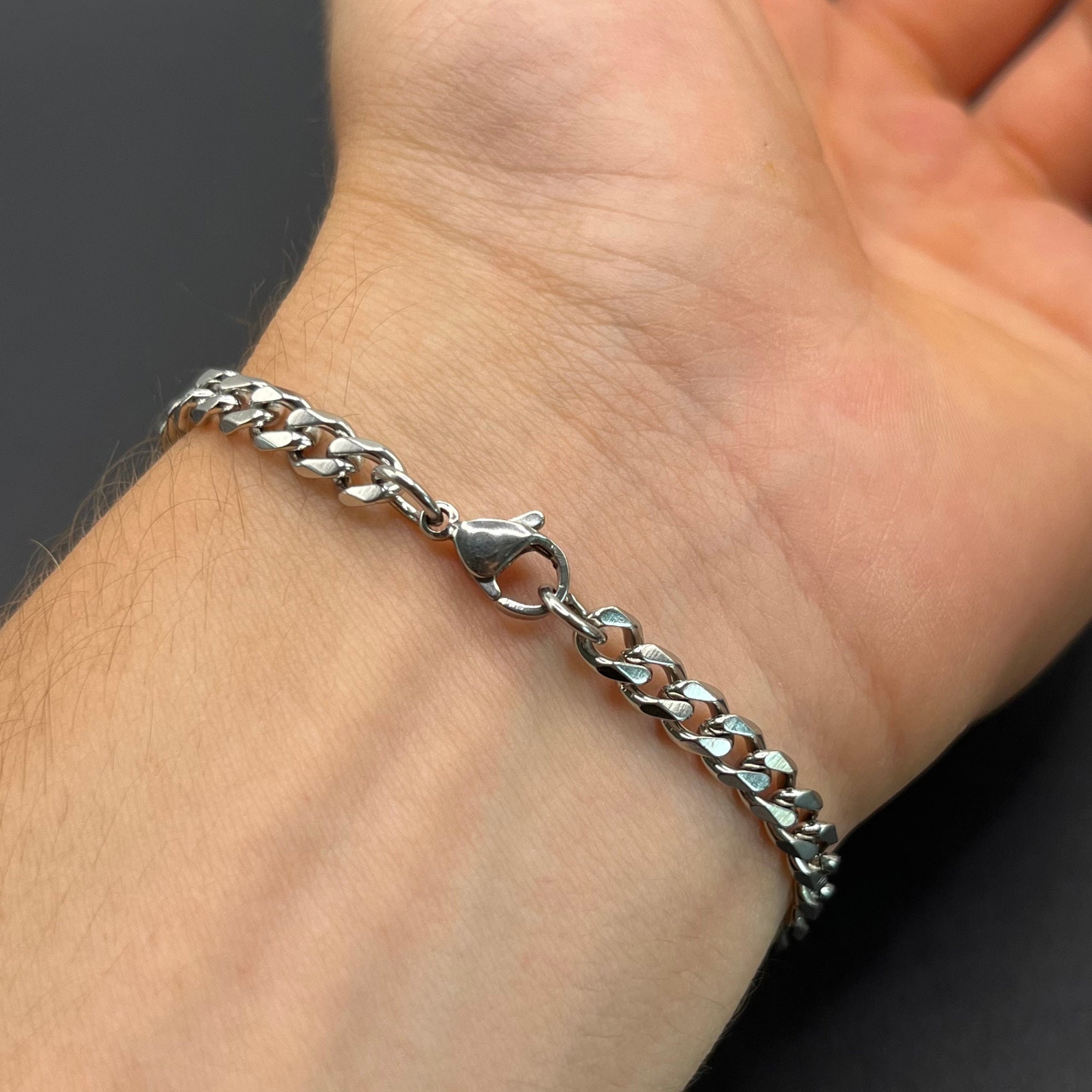 Silver 5mm Mens Bracelet | Curb Chain Silver Bracelets | Mens