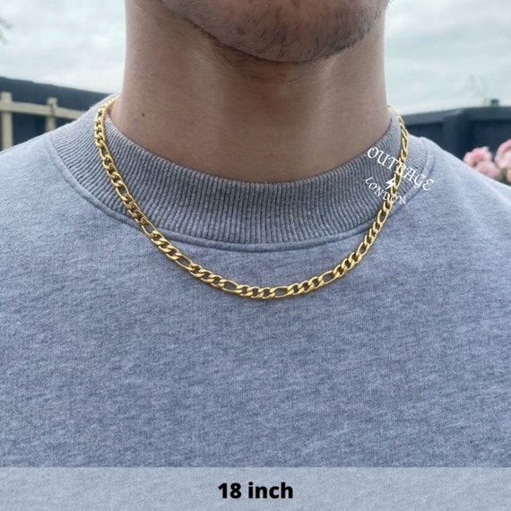 Mens Chain Gold Figaro Chain Necklace 