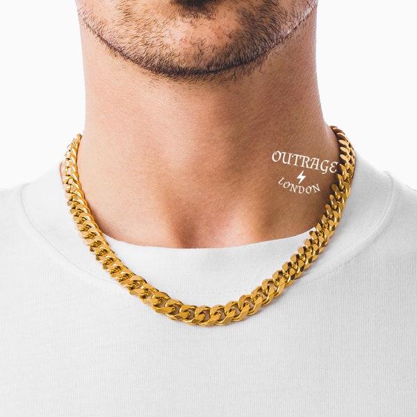 18k Gold Thick Chain Mens Chain Curb chain Silver chains Jewellery chocker chain Jewlery - By Outrage London