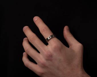 Mens Silver Outrage London Band Ring, Freedom Mens Silver Rings, Womans, Unisex, Simple Band Rings Man, Engraved Band Rings By Outrage