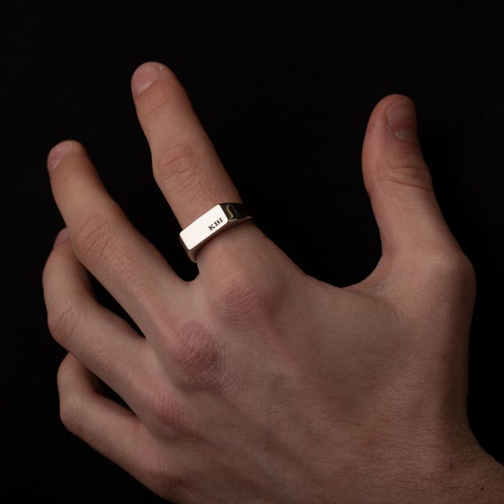 Personalised Silver Signet Ring for Men, Rectangular Rings, Silver Custom Name Jewellery Ring, Jewelry, Personalized Gift Ideas, Fathers Day