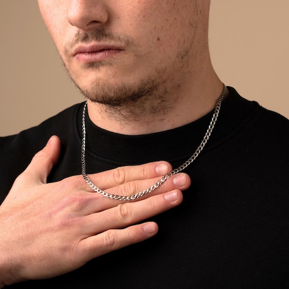 Personalised 925 4MM Sterling Silver Chain Necklace, Engraved - Main Image