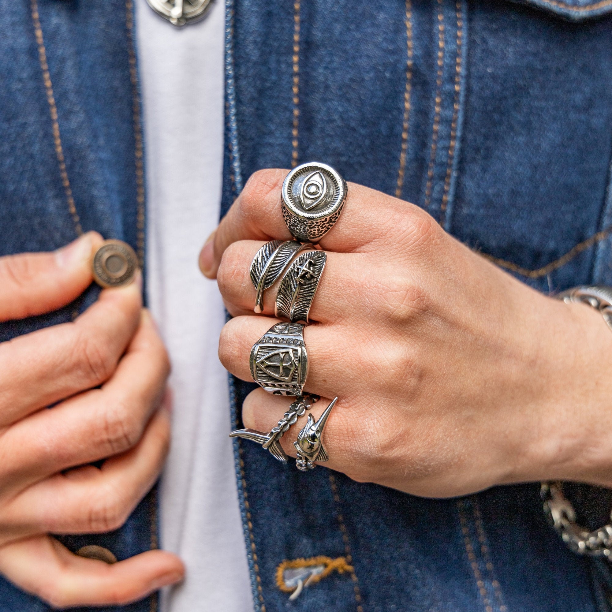 Viking Steel Signet Rings Silver Man Womans Ring Style Ring Unique