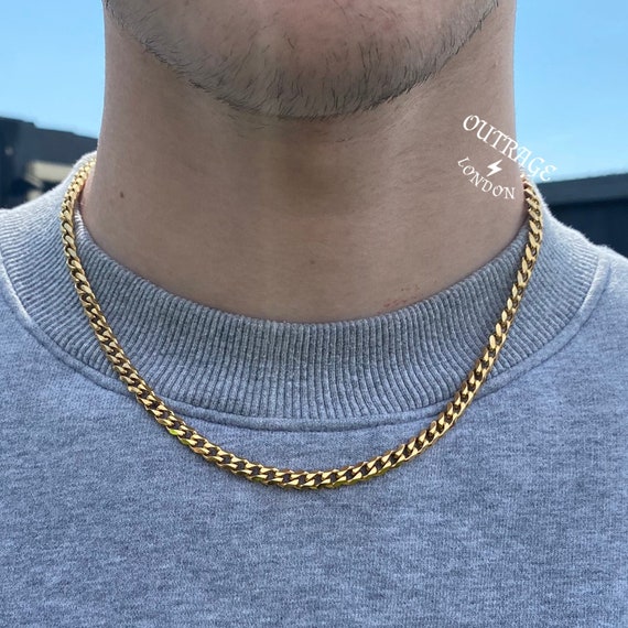 Mens Chain Gold 5mm Curb Chain Necklace Gold Chains for Men