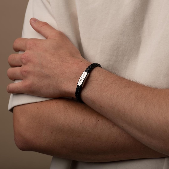 ミュージシャン EXILE 15th Anniversary Bracelet Personalized 8MM Leather Bracelet, Custom Kids Name Bracelet
