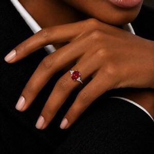 Oval Ruby Stone Ring, July Birthstone, CZ rings, 925 Silver Minimalist Ring, Women's Jewellery, Pink Stone Rings, Personalised Gifts, Dainty