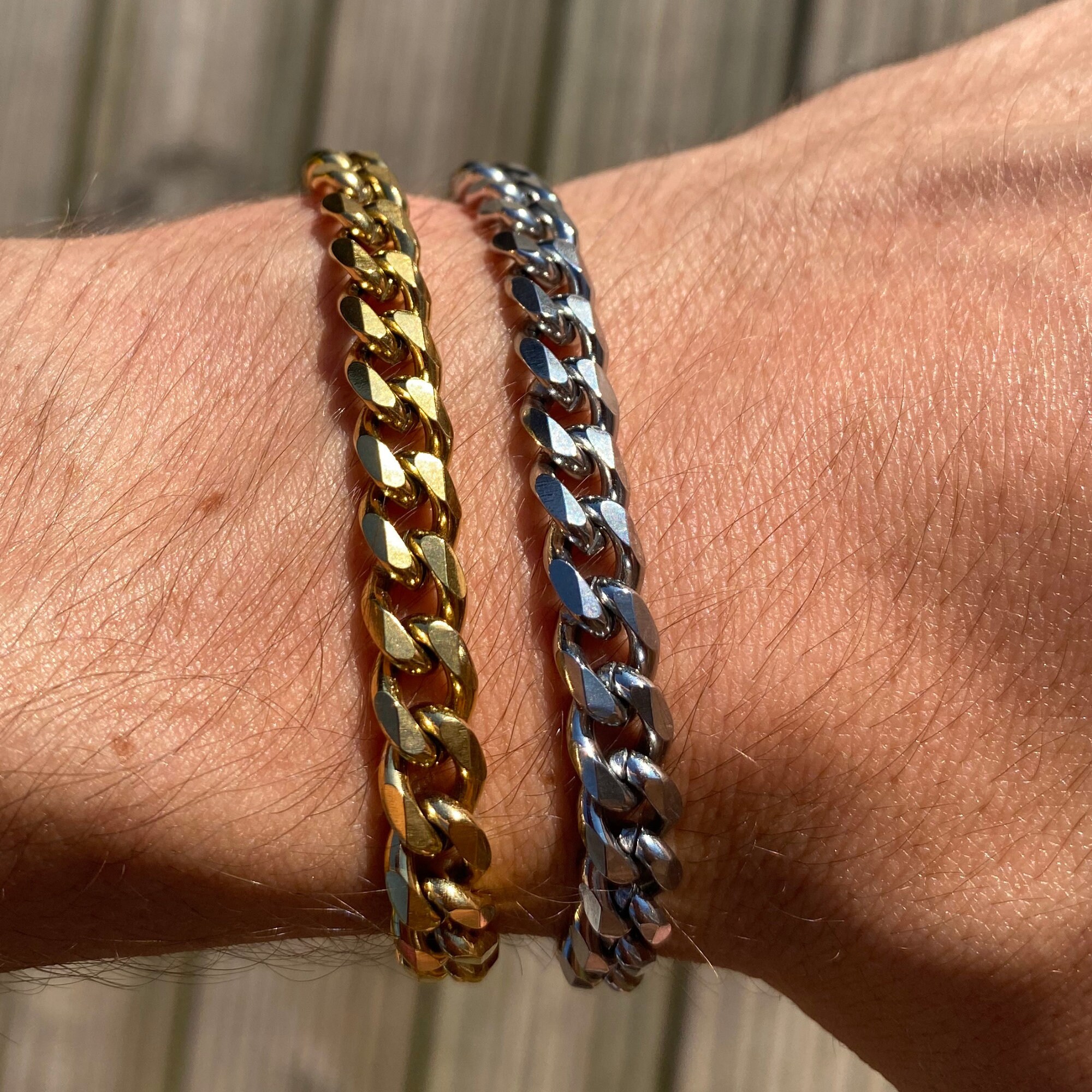 Aospkle 3-tlg. Cuban Link Set - 316L Edelstahl Armband & Halskette Für Männer 19/21/23cm