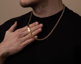 Collar de cadena de cuerda de oro de 5 mm personalizado para hombre y mujer, cadenas con colgante, cadenas gruesas, collar de oro, joyería para hombre, regalos de joyería