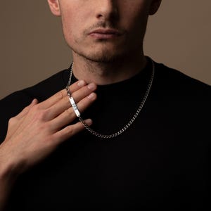 Silver Personalised Custom Name 5mm Curb Chain Necklace for unisex, Men, Woman, Silver Chain Necklaces custom dates or initials, Custom Gift