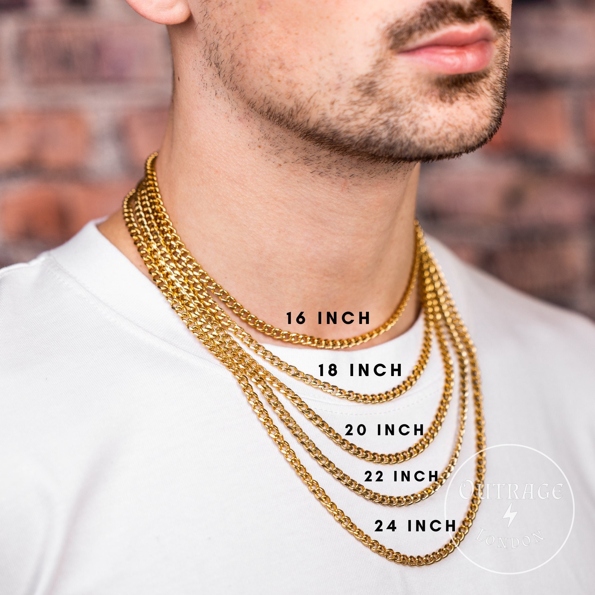 5mm 18k Gold Thin Steel Chain Necklace, Mens Chain, Thick Chain