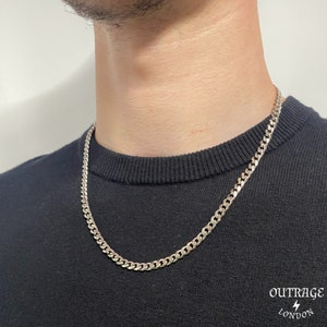 Silver 5mm 20inch Thick Necklace Chain Choker Curb Curb 5mm Stainless Steel Mens Silver Chain image 4