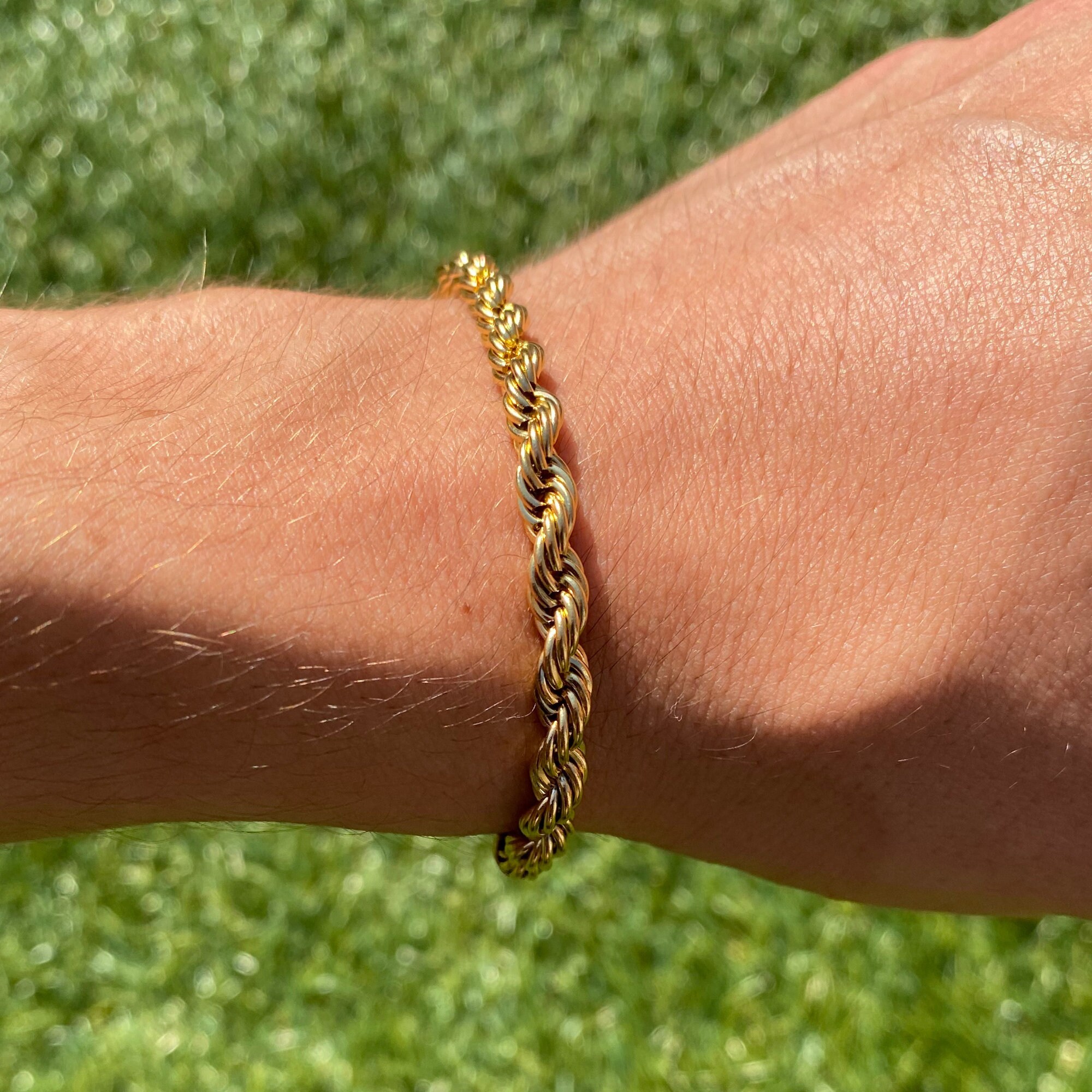 Gold rope bracelet on sale mens