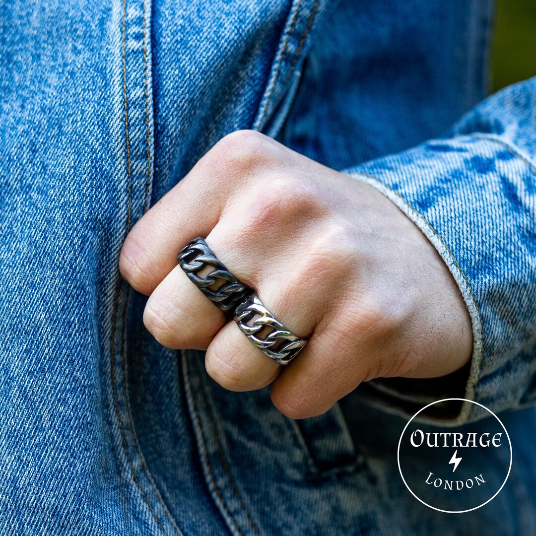 Mens Chain Rings 8mm Chain Ring Stackable Rings Rings for Men and Woman