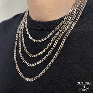 Silver 5mm 20inch Thick Necklace Chain Choker Curb Curb 5mm Stainless Steel Mens Silver Chain image 6