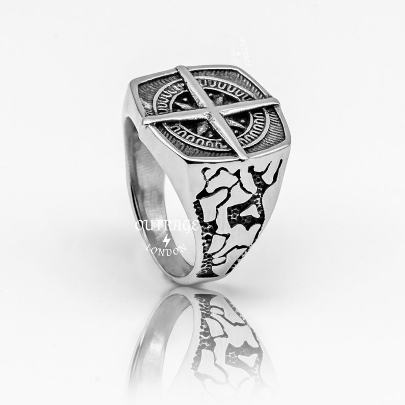 Mens Rings Viking Steel Plant Band Ring Silver Man womans Ring Style Ring Unique Mens Unisex Silver Ring Jewelry Jewellery Signet Ring Nautical