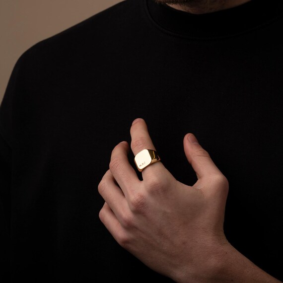 Custom Photo Signet Ring – Stainless Steel/18K Gold Plated, Personalized With Picture/Text, Size 7-14 - View #8