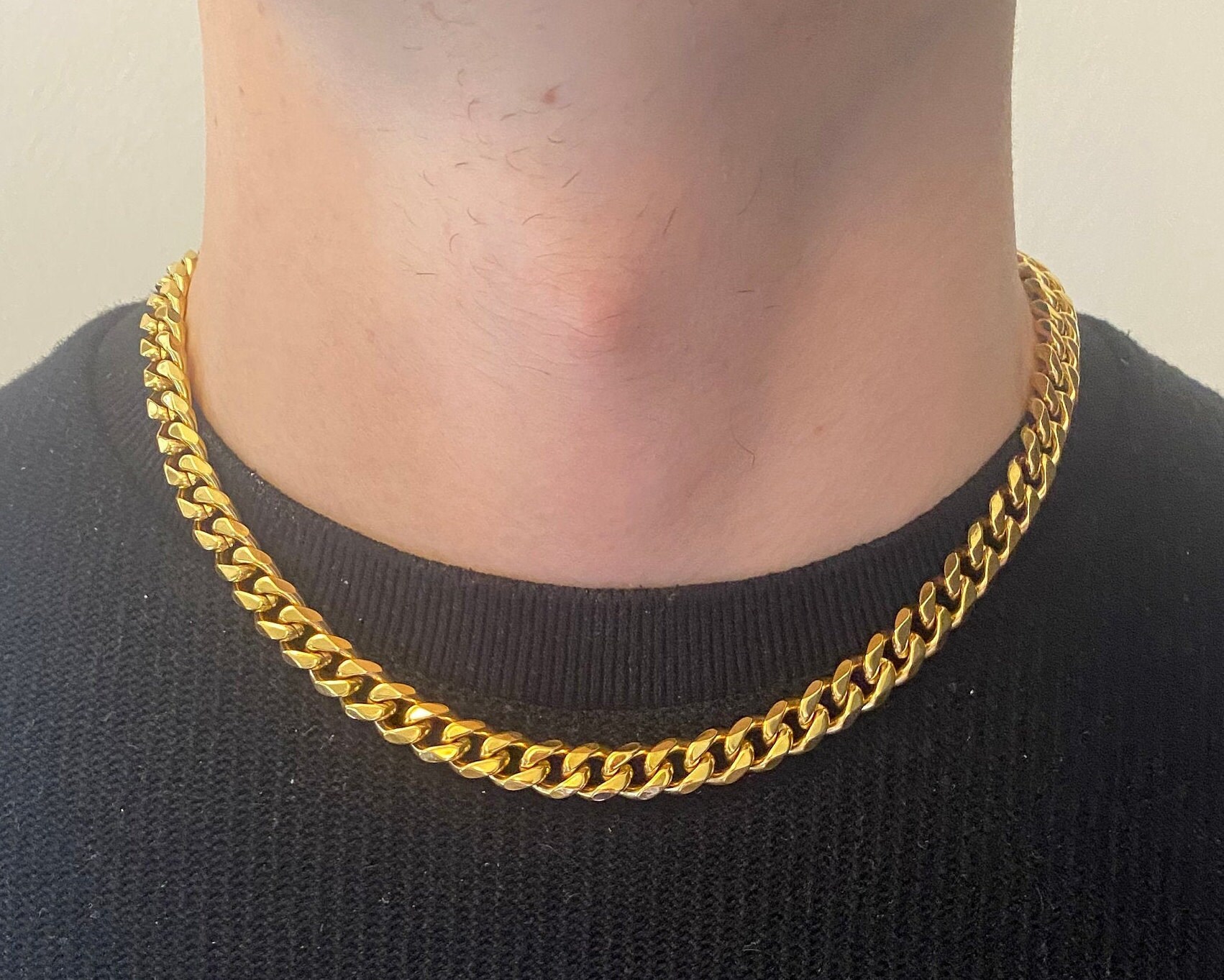 Gold 8 Mm 18 Inch Thick Necklace Chain 
