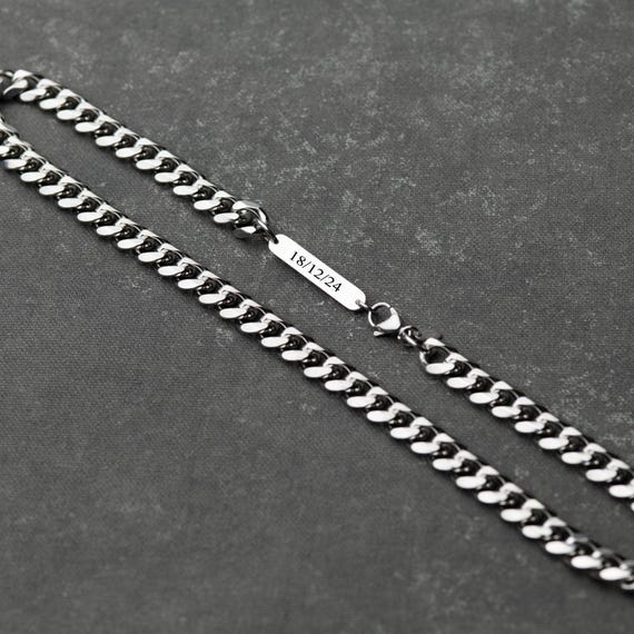 11mm Thick Mens Chunky Chain Necklace With Personalisation, Mens