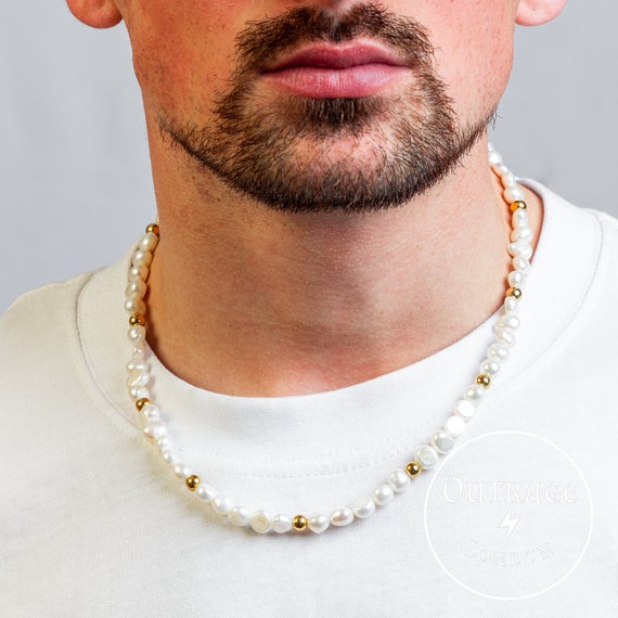 Mens gold bead necklace discount