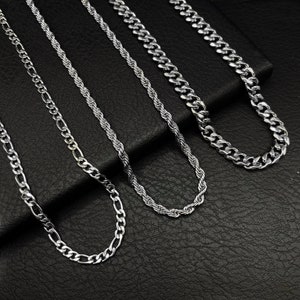 Colliers gourmette en argent pour hommes, figaro, corde, en acier inoxydable 316L, colliers unisexes homme femme, bijoux personnalisés