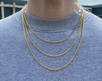 メンズチェーン | ゴールド 3 mm カーブチェーンネックレス | メンズ