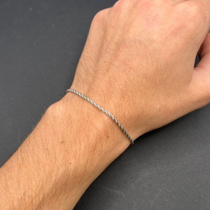 Silver Mens Bracelet Curb Chain Figaro Chain Rope Chain Byzantine Chain Foxtail Bracelet Snake Bracelet Mens Chain Bracelets 2mm Rope