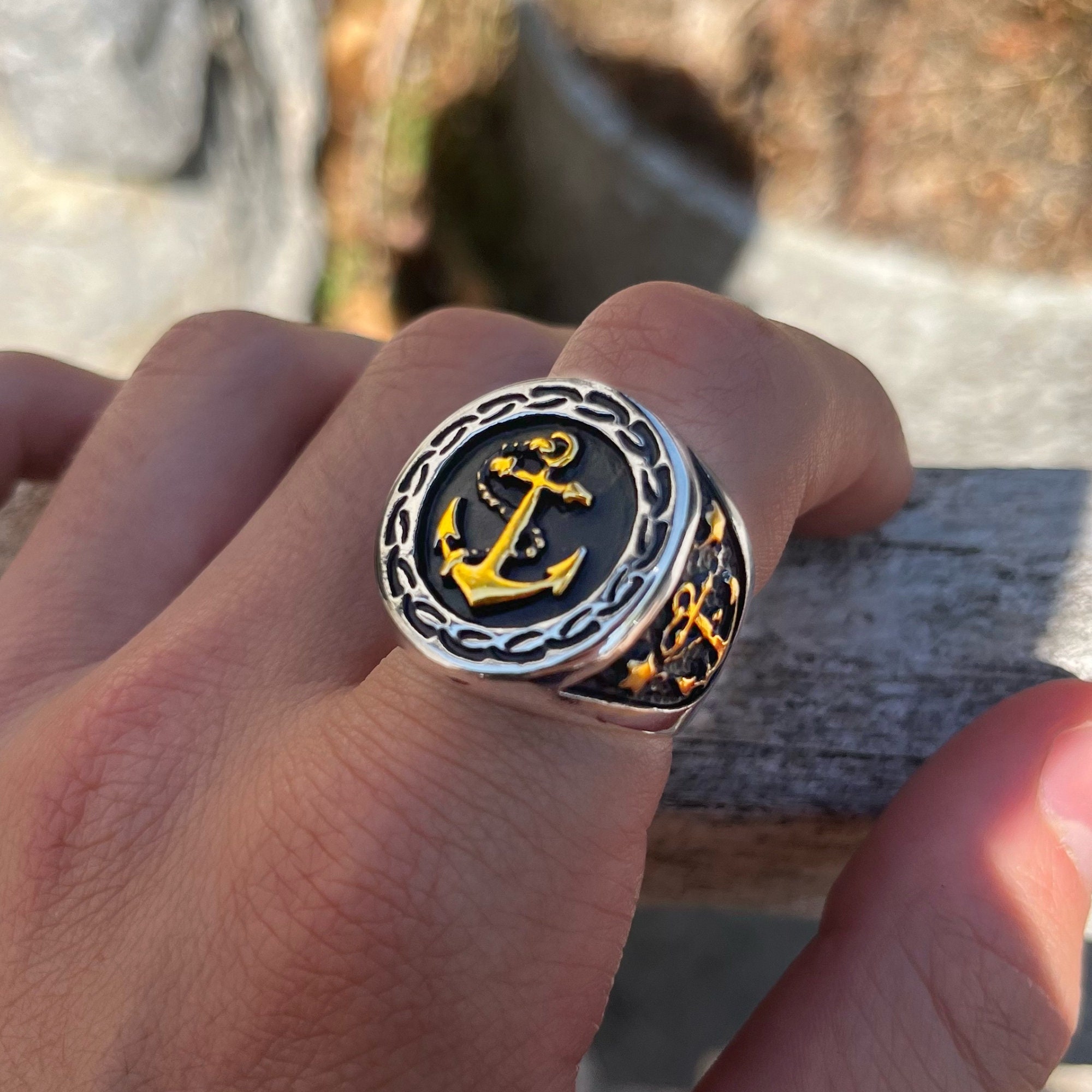 Mens anchor best sale ring