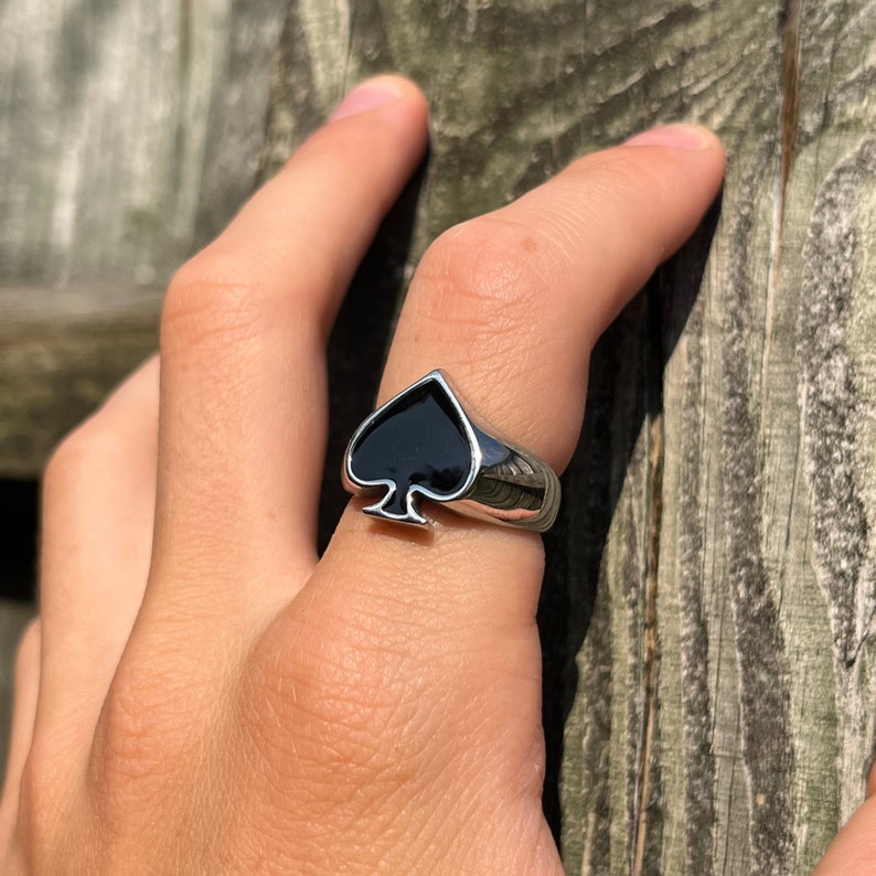 Ace of Spades Ring Poker Ring Ace Mens and Womans Rings Etsy Hong Kong