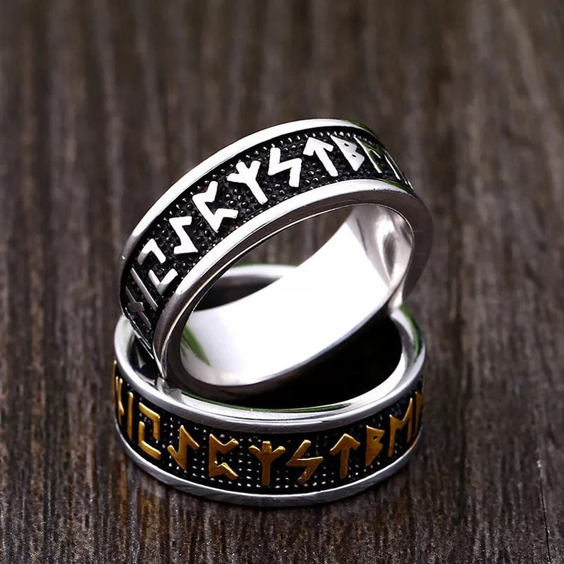 Viking band ring mens and womans rings, silver and gold | 316L titanium steel Jewelry Unisex Ring Mens Womens Jewellery 