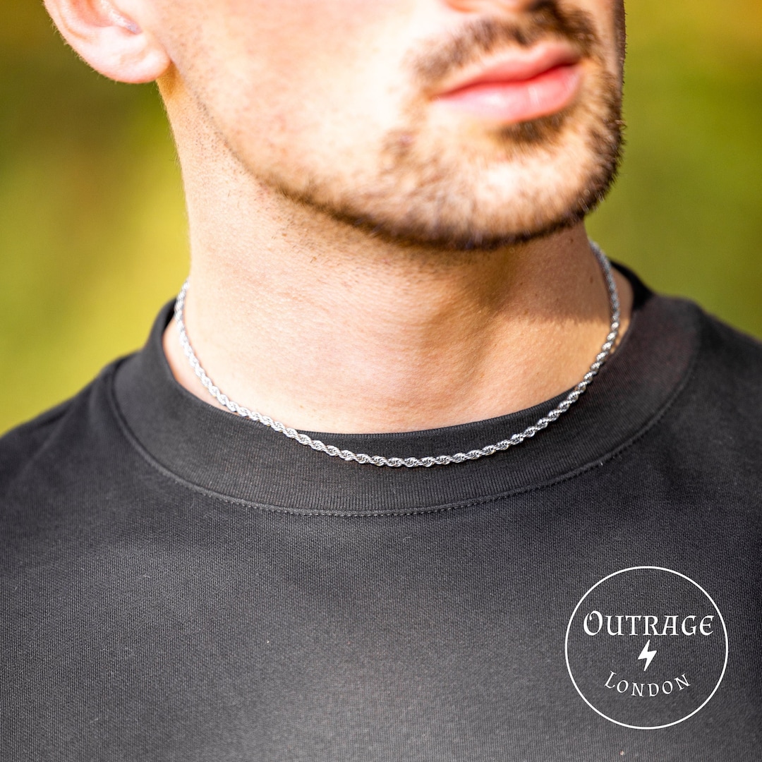 Silver Chain for Men | Mans 3mm Rope Chain | 16 Inch Rope Chain | Mens ...