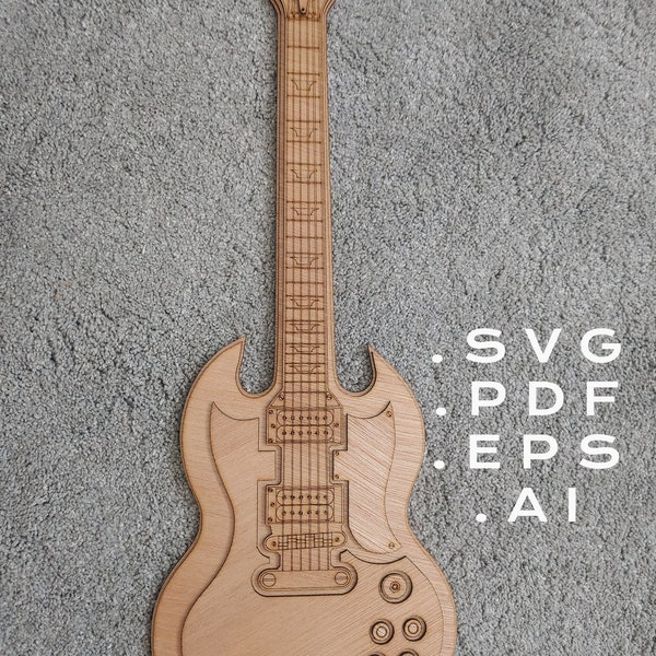 Digital File - 3d Gibson SG guitar laser cut art piece for -svg-pdf-ai - multi-layer scalable buy 2 or more and get 10% off with coupon code