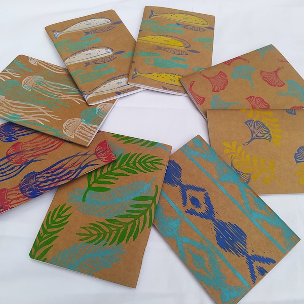 Carnet de notes au choix, lot de 2, papier recyclé, motifs de Majorque, cadeau anniversaire, carnet de poche, livre d'artiste, cadeau enfant