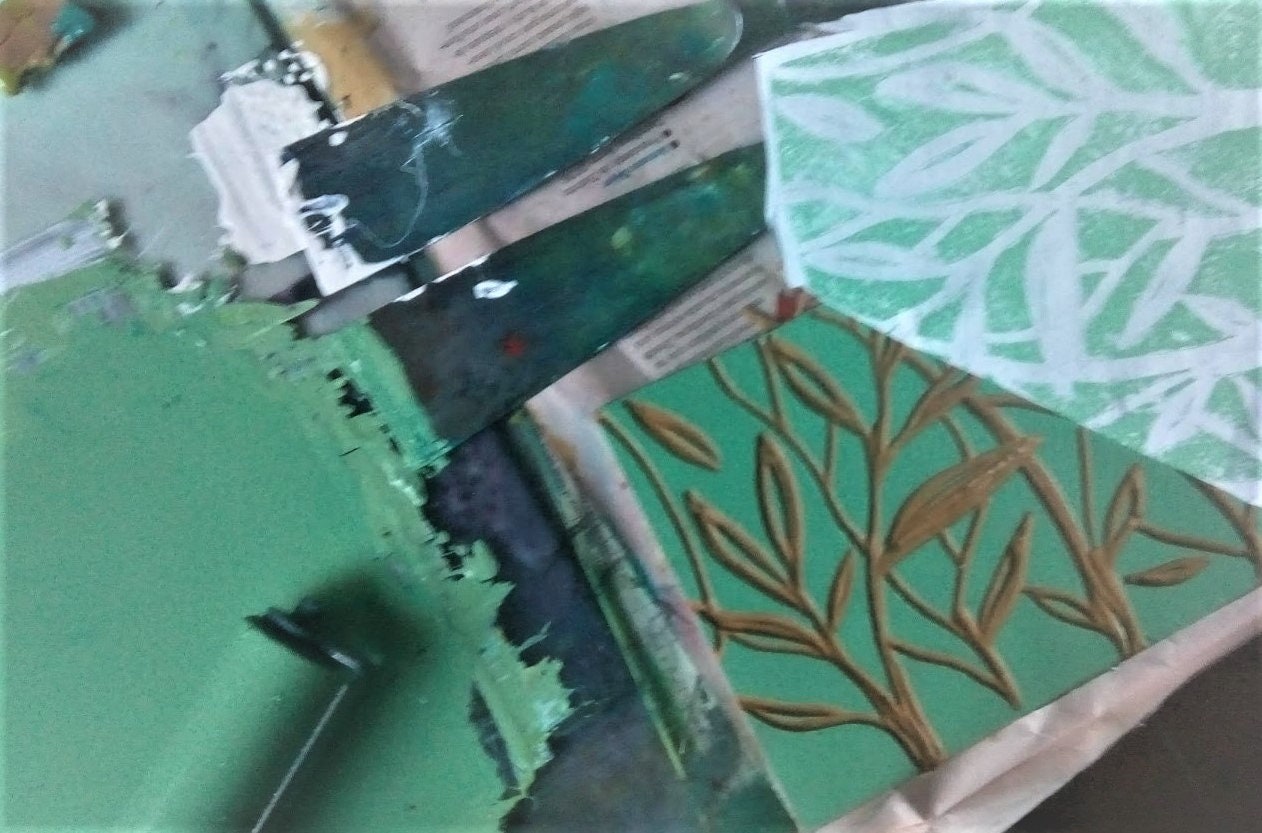 Linocut Tools on White Background with Linoleum Pieces Stock Photo - Image  of creativity, handmade: 212922578
