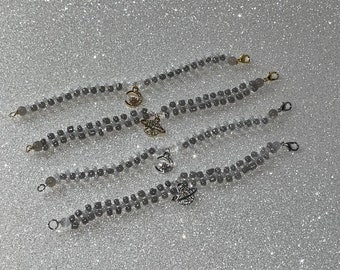 Love you to the Moon and to Saturn Taylor Swift Folklore Inspired Beaded Charm Bracelet Set of Two Bracelets Silver Gold Swiftie Accessory