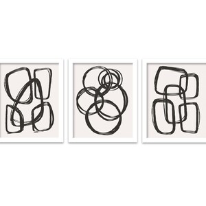 Black and White Minimalist Art, Set of 3 Prints, Abstract Wall Decor, Mid Century Modern Wall Art, Downloadable Print, Geometric Wall Decor