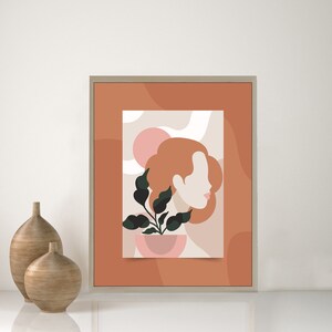 Female Illustration Poster, Abstract Female Wall Art, Midcentury Modern Wall Decor, Digital download, Woman Art Decor, Printable Wall Decor