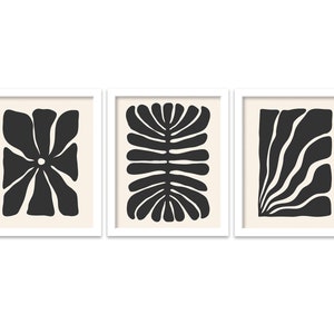 Set of 3 Black and White Minimalist Art, Abstract black and white print, Mid Century Modern Wall Art, Downloadable Art, Geometric Wall Decor